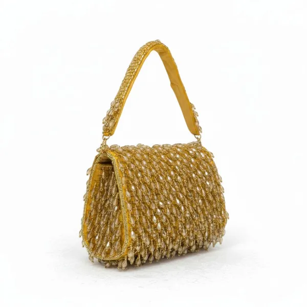Golden_Velvet_Base_And_Glass_Beads_Work_Flap_Bag_For_Women