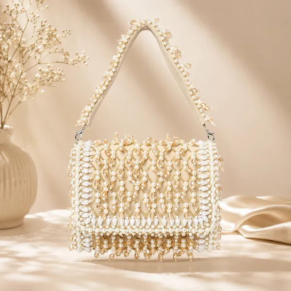 Beige_Suede_Base_And_Pearls_And_Glass_Beads_Work_Flap_Bag_For_Women