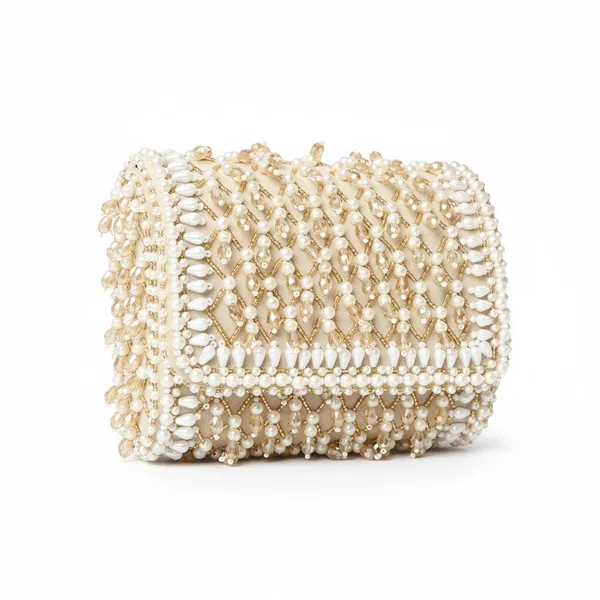 Beige_Suede_Base_And_Pearls_And_Glass_Beads_Work_Flap_Bag_For_Women