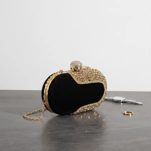 Black_Velvet_Base_And_Metal_Frame_And_Rhinestone_Work_Embroidered_Bag_For_Women