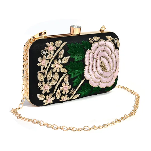 Black_Silk_Base_And_Metal_Frame_And_Thread_And_Zardosi_Work_Embroidered_Bag_For_Women