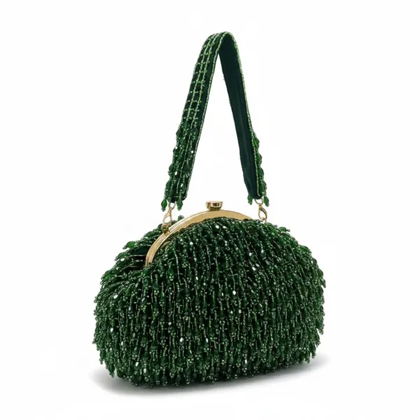 Green_Velvet_Base_And_Glass_Beads_Work_Batua_Bag_For_Women