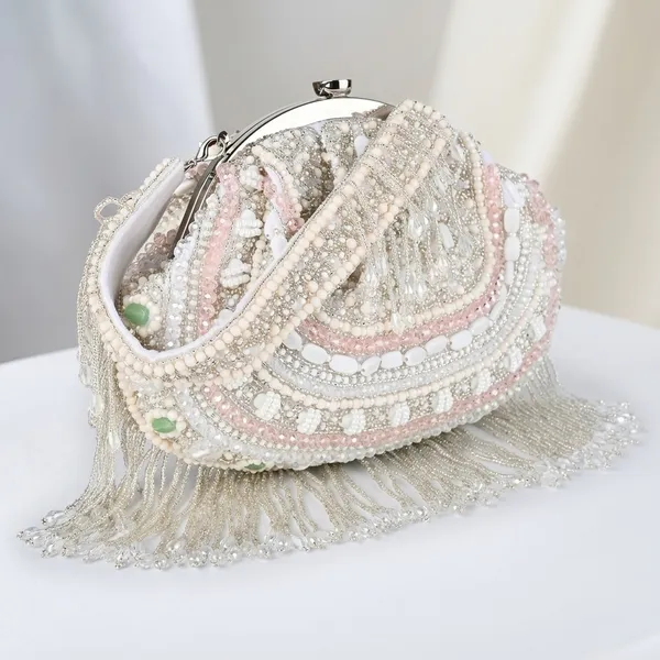 White_Silk_Base_And_Pearls_And_Stone_Work_Batua_Bag_For_Women