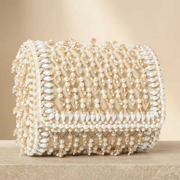 Beige_Suede_Base_And_Pearls_And_Glass_Beads_Work_Flap_Bag_For_Women