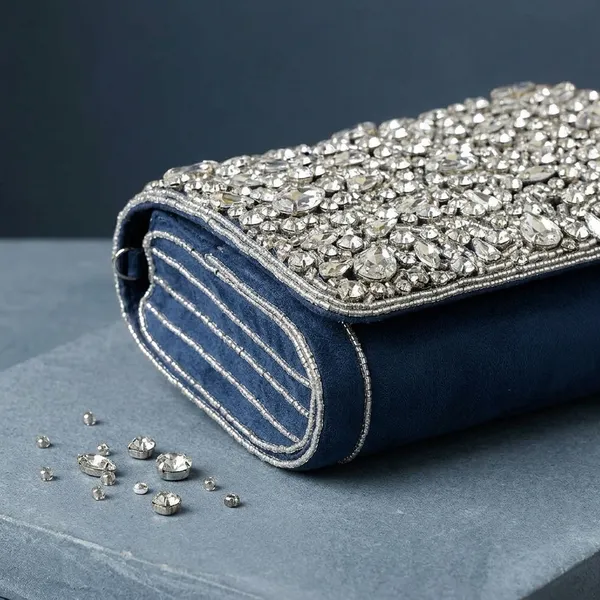 Blue_Suede_Base_And_Stone_Work_Flap_Bag_For_Women