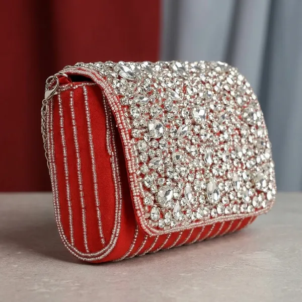 Red_Suede_Base_And_Stone_Work_Flap_Premium_Bag_For_Women
