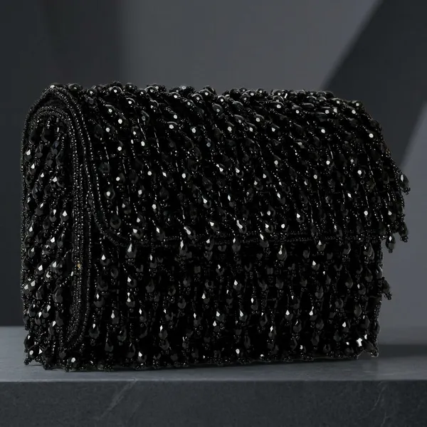 Black_Suede_Base_And_Glass_Beads_Work_Flap_Bag_For_Women
