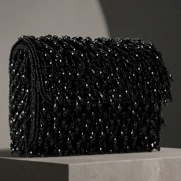 Black_Suede_Base_And_Glass_Beads_Work_Flap_Bag_For_Women