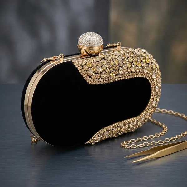 Black_Velvet_Base_And_Metal_Frame_And_Rhinestone_Work_Embroidered_Bag_For_Women
