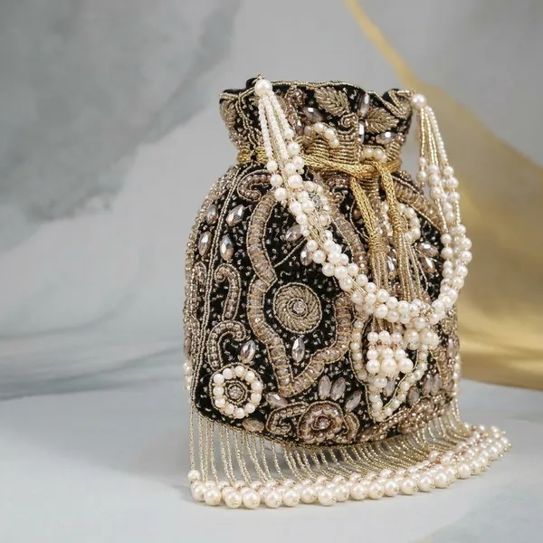 Black_Velvet_Base_And_Glass_Beads_And_Pearls_Work_Potli_Bag_For_Women