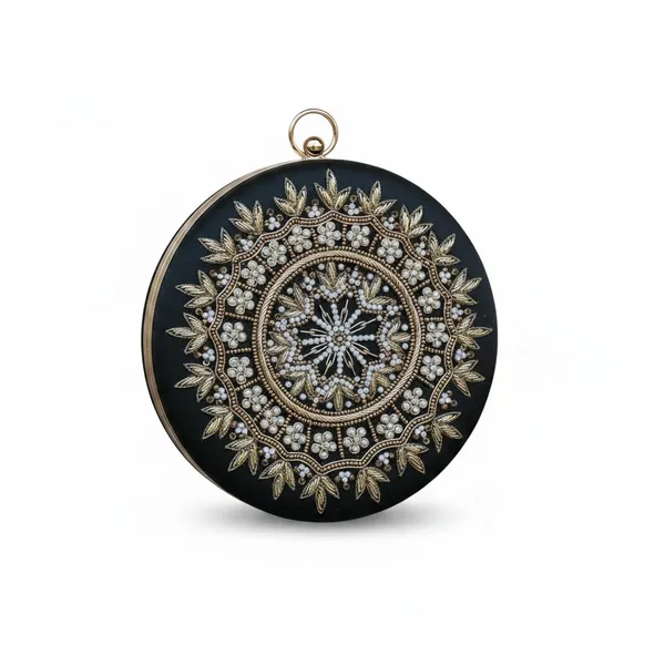 Black_Velvet_Base_And_Metal_Frame_And_Pearl_Work_Embroidered_Bag_For_Women