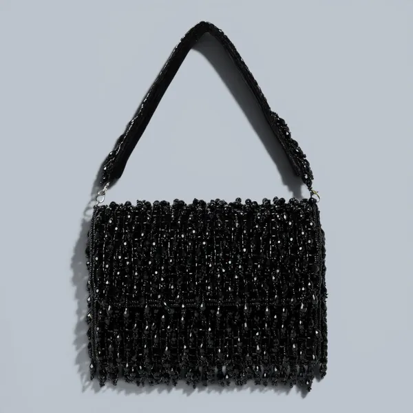 Black_Suede_Base_And_Glass_Beads_Work_Flap_Bag_For_Women