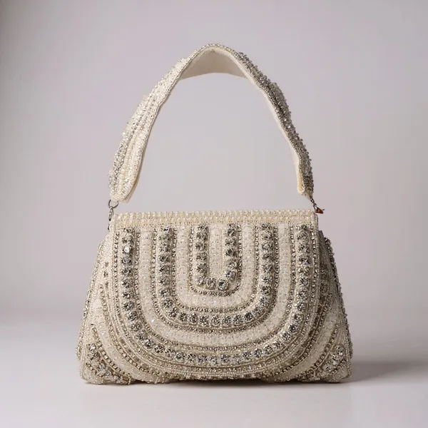 Silver_Velvet_Base_And_Rhinestone_Work_Flap_Bag_For_Women
