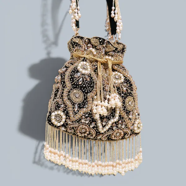 Black_Velvet_Base_And_Glass_Beads_And_Pearls_Work_Potli_Bag_For_Women