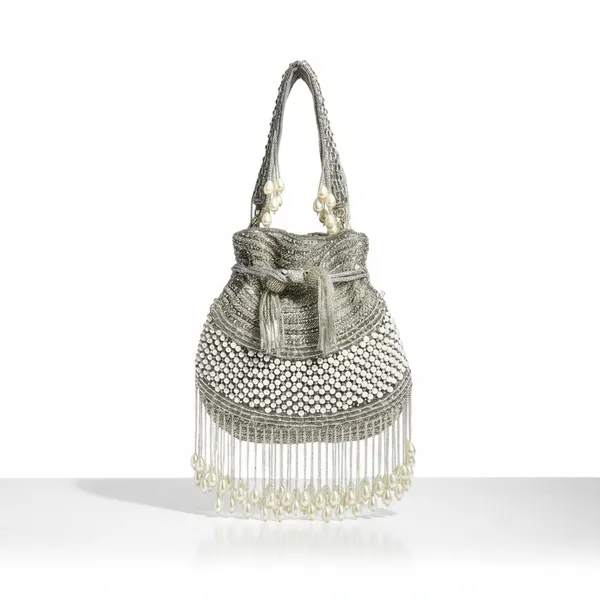 Silver_Cutdana_Work_And_Pearls_And_Silk_Fabric_Potli_Bag_For_Women