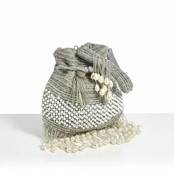 Silver_Cutdana_Work_And_Pearls_And_Silk_Fabric_Potli_Bag_For_Women