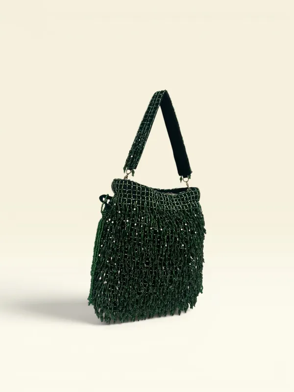 Green_Velvet_Base_And_Beads_Work_Potli_Bag_For_Women