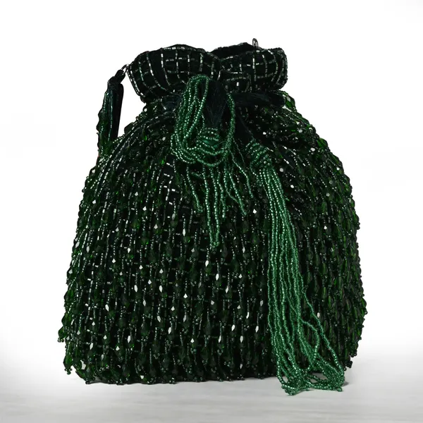 Green_Velvet_Base_And_Beads_Work_Potli_Bag_For_Women