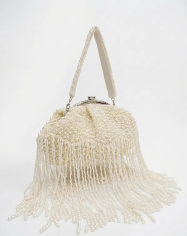White_Silk_Base_And_Pearls_Work_Batua_Bag_For_Women