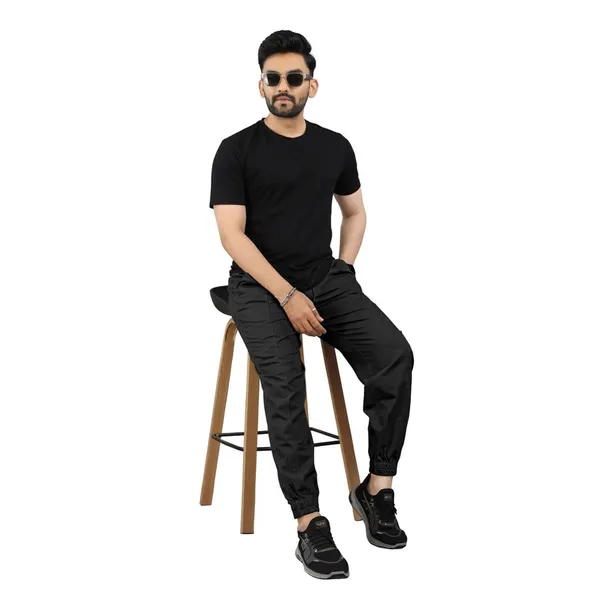 Cotton_Cargo_Pants_Slim_Fit_Comfort_Wear_Elastic_Waistband_Tapered_Ankle_Design
