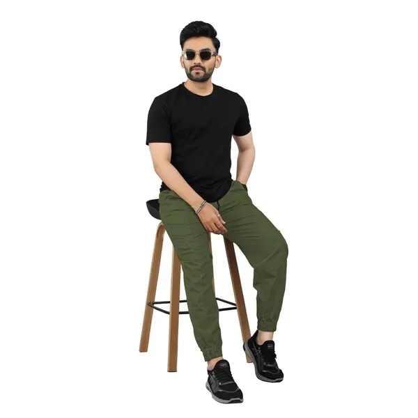 Cotton_Cargo_Pants_Slim_Fit_Comfort_Wear_Elastic_Waistband_Tapered_Ankle_Design