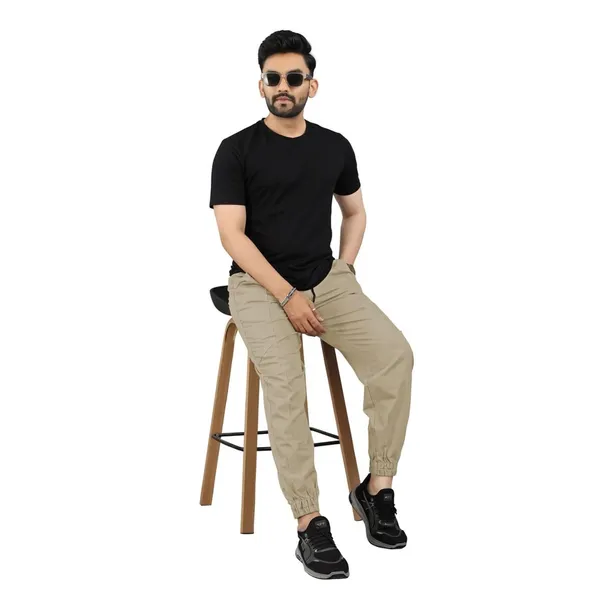 Cotton_Cargo_Pants_Slim_Fit_Comfort_Wear_Elastic_Waistband_Tapered_Ankle_Design
