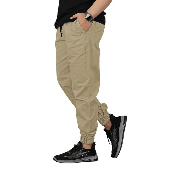 Cotton_Cargo_Pants_Slim_Fit_Comfort_Wear_Elastic_Waistband_Tapered_Ankle_Design