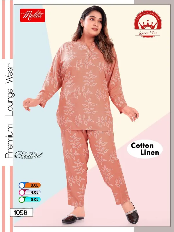 Orange_Mehta_Cotton_Linen_Loungewear_Set_For_Women