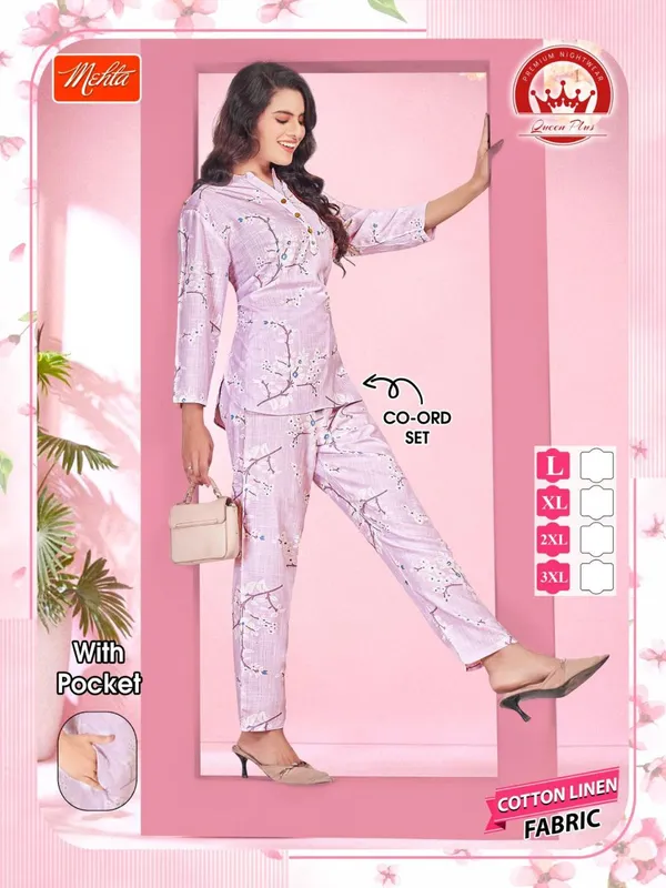 Light_Pink_Cotton_Linen_Floral_Print_Nightwear_Co_Ord_Set_For_Women