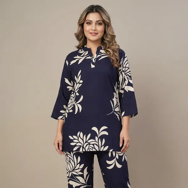 Navy_Premium_Floral_Print_Loungewear_Co_Ord_Set_For_Women