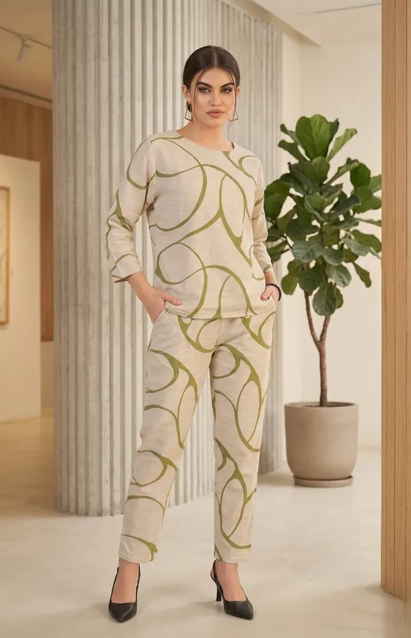 Off_White_And_Green_Premium_Lounge_Wear_Cotton_Linen_With_Abstract_Print_Co_Ord_Set_For_Women