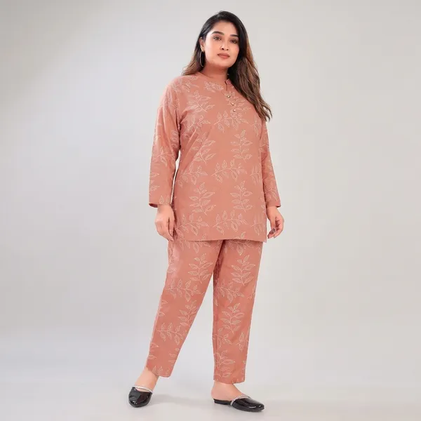 Orange_Mehta_Cotton_Linen_Loungewear_Set_For_Women