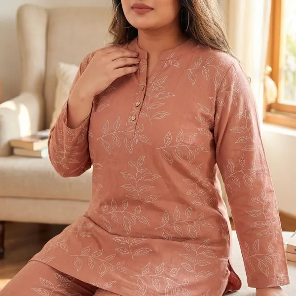 Orange_Mehta_Cotton_Linen_Loungewear_Set_For_Women