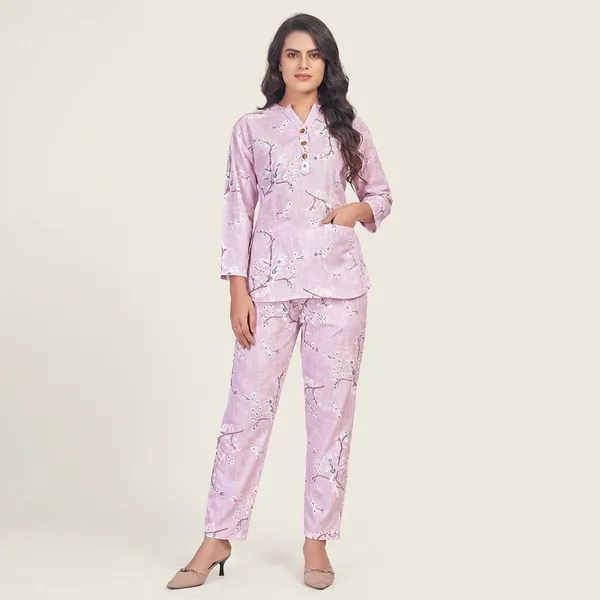 Light_Pink_Cotton_Linen_Floral_Print_Nightwear_Co_Ord_Set_For_Women