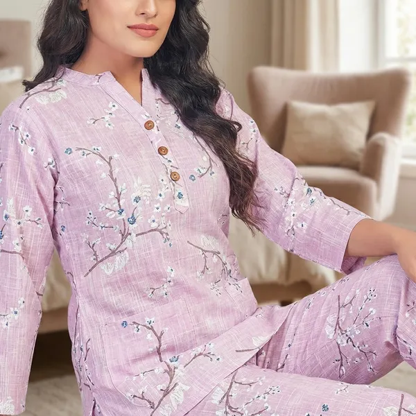 Light_Pink_Cotton_Linen_Floral_Print_Nightwear_Co_Ord_Set_For_Women