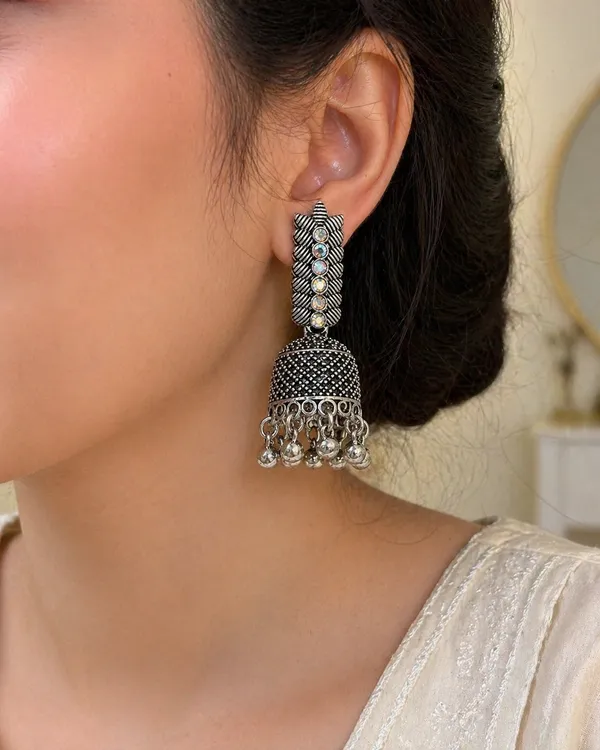 Oxidized_Silver_Toned_Brass_Jhumka_Earrings_With_Colourful_Stone_Embellishments
