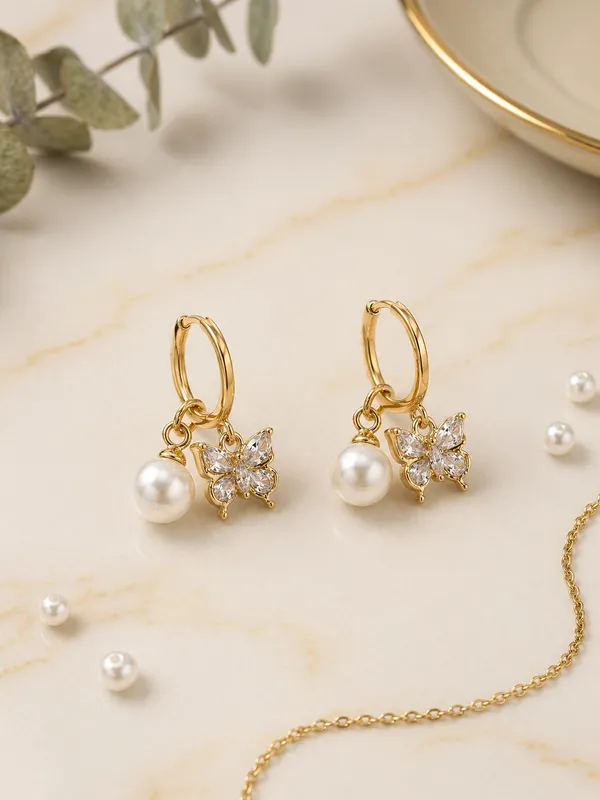 Pearl_And_Butterfly_Charm_Gold_Toned_Brass_Hoop_Earrings_By_Scope_Jewellery