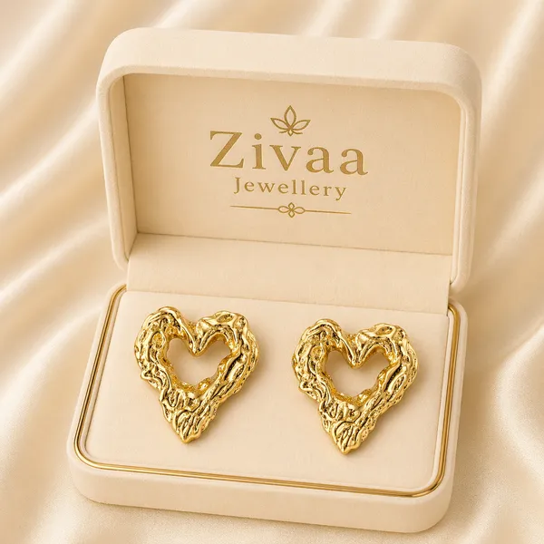 Heart_Shaped_Textured_Gold_Toned_Brass_Stud_Earrings