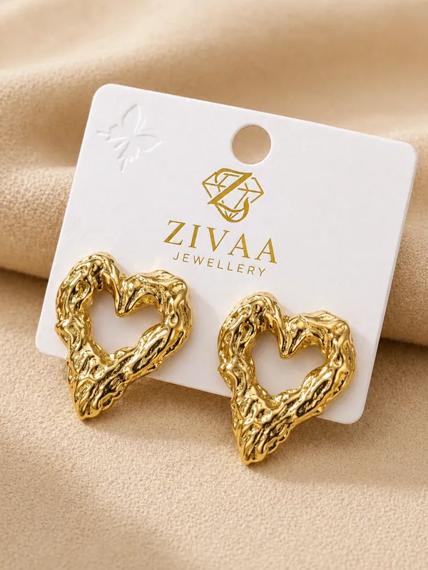 Heart_Shaped_Textured_Gold_Toned_Brass_Stud_Earrings