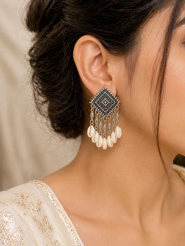 Oxidized_Silver_Toned_Brass_Geometric_Earrings_With_White_Shell_Danglers