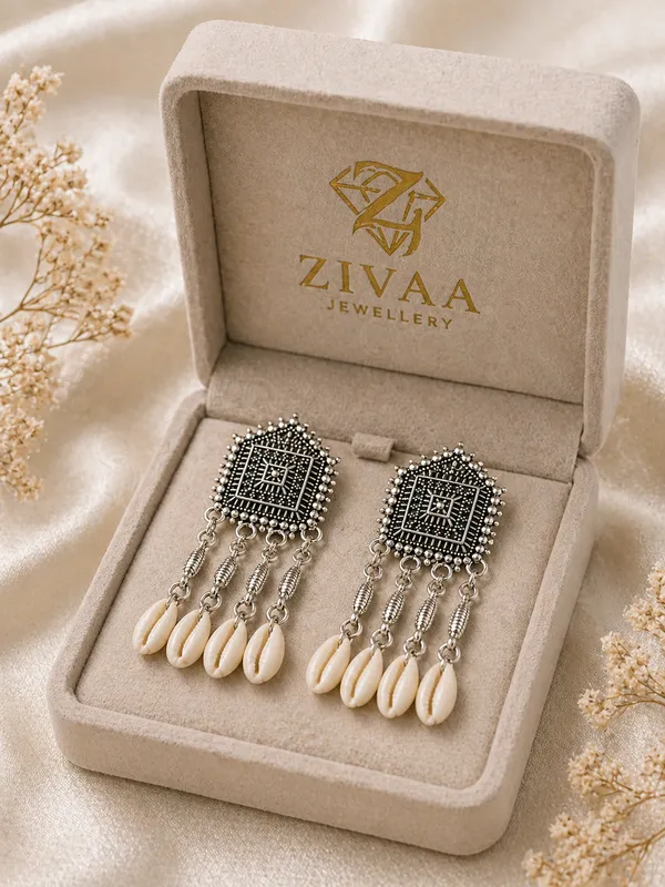 Oxidized_Silver_Toned_Brass_Geometric_Earrings_With_White_Shell_Danglers