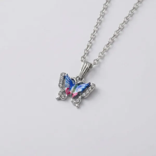 Colourful_Butterfly_Brass_Pendant_Necklace_With_Silver_Toned_Chain