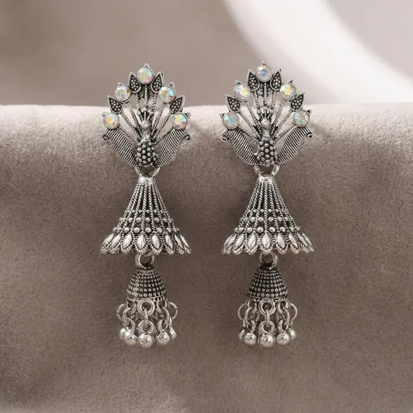 Oxidized_Silver_Toned_Brass_Peacock_Jhumka_Earrings_With_Iridescent_Stones