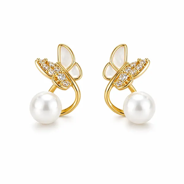 Gold_Toned_Brass_Pearl_Drop_Earrings_With_Butterfly_Design
