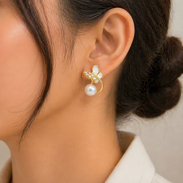 Gold_Toned_Brass_Pearl_Drop_Earrings_With_Butterfly_Design