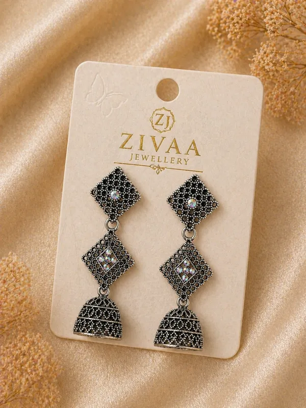 Antique_Silver_Toned_Brass_Jhumka_Earrings_With_Marcasite_And_Crystal_Detailing