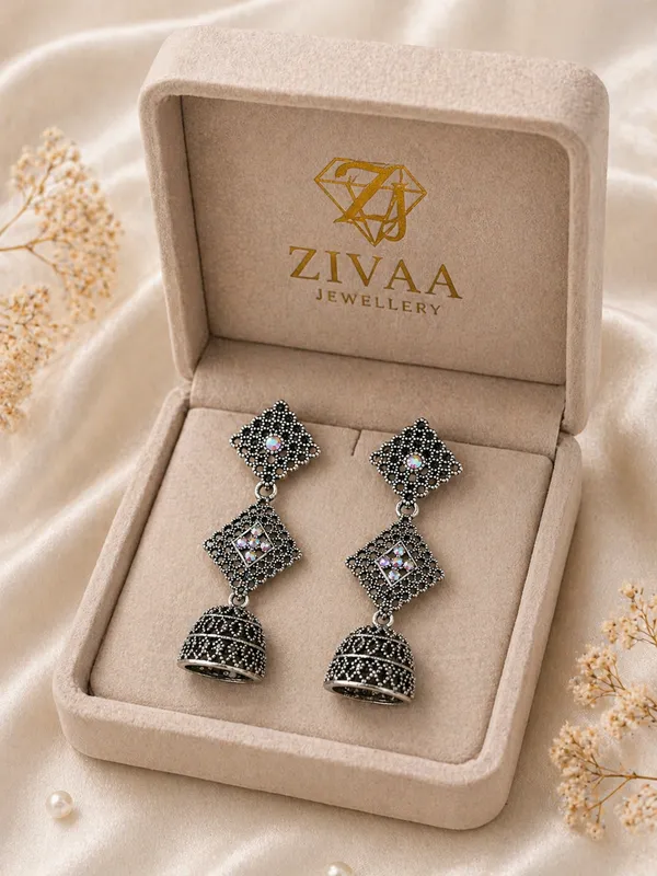 Antique_Silver_Toned_Brass_Jhumka_Earrings_With_Marcasite_And_Crystal_Detailing