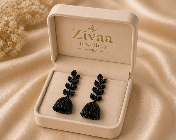 Traditional_Black_Beaded_Jhumka_Earrings_With_Leaf_Design