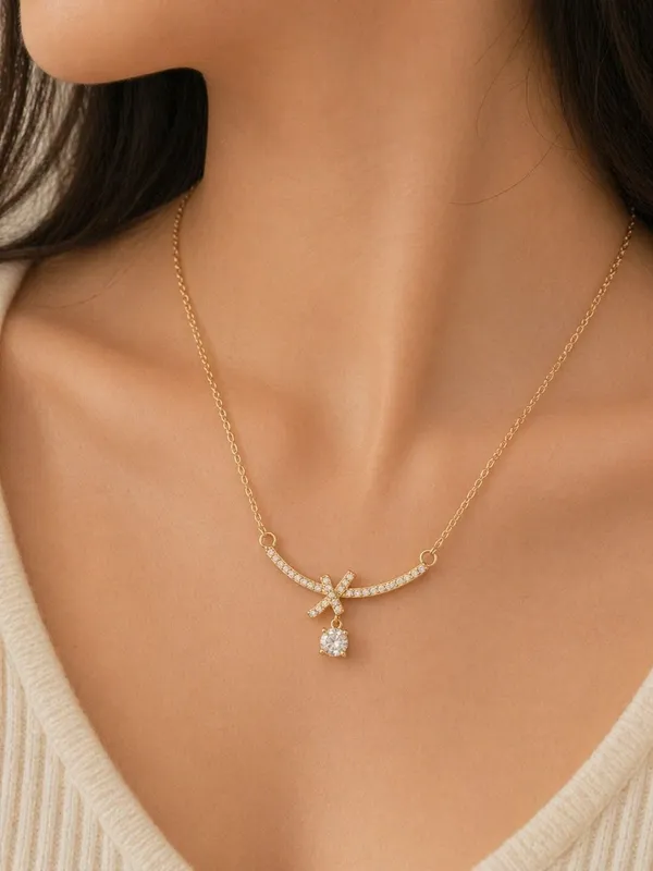 Gold_Toned_Brass_D_Curved_Bar_Crystal_Drop_Necklace