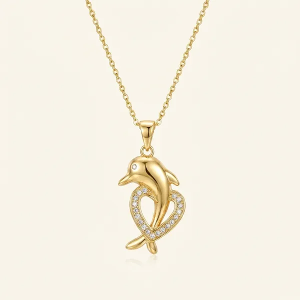 Gold_Plated_Dolphin_Pendant_Necklace_With_Crystal_Accents